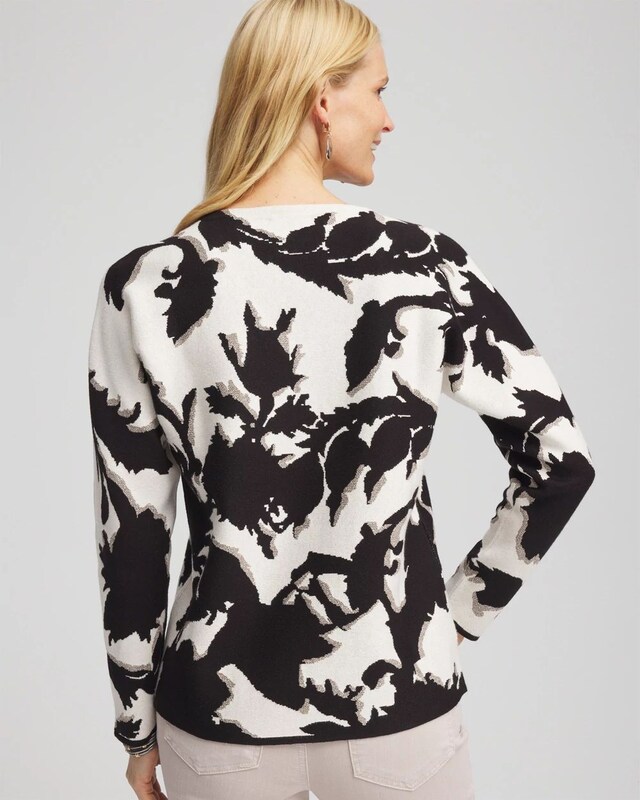 Jacquard Paisley Metallic Pullover Sweater - image 3